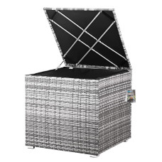 Kissenbox | Polyrattan | 318L | Grau | Cube Design | Wetterfest